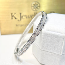 Load image into gallery viewer Moissanite Beaded Full Paved Bangle full moissanite beaded edge hidden buckle bracelet
