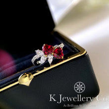 Load image into gallery viewer Duel Heart red corundum heart-shaped ring
