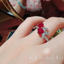 Load image into gallery viewer Duel Heart red corundum heart-shaped ring

