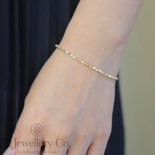 Load image into gallery viewer 18K Gold Cube Bangle 18K cube sparkling bead bracelet
