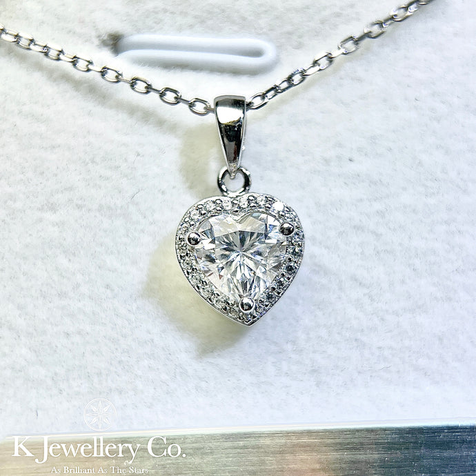 Moissanite Heart Paved Necklace 莫桑石愛心型圍鑲頸鏈
