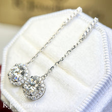 Load image into gallery viewer Moissanite Halo Ear Drop Earrings Moissanite round micro-set long earrings
