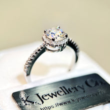 Load image into gallery viewer Moissanite Round Halo Full Paved Ring Moissanite Round Halo Ring
