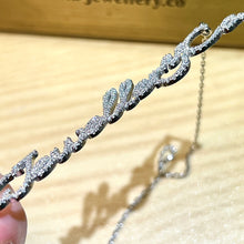 Load image into gallery viewer Moissanite Customized Name Necklace/Bracelet customized version of full moissanite name/letter necklace bracelet
