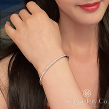將圖片載入圖庫檢視器 Cubic Zirconia Half Paved Bangle 高碳鑽半圈3分排鑽手鐲
