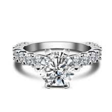 Load image into gallery viewer Moissanite 3ct Full Paved Six Prong Ring Moissanite 3 card surrounded by six prong ring
