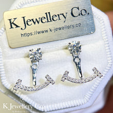 Load image into gallery viewer Moissanite Smile Two ways 1.2ct Earrings full moissanite 2-way high setting earlobe smile earrings
