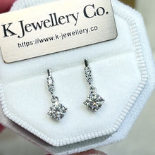 Load the video into the gallery viewer and play, Moissanite Four Prong Earrings Moissanite Four Prong Drop Earrings
