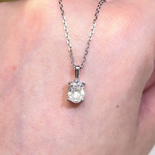 Load the video into the gallery viewer and play, Moissanite Oval Four Prong Necklace Moissanite Oval Clear Setting Necklace
