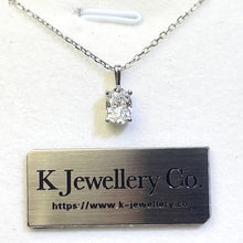 Load the video into the gallery viewer and play, Moissanite Oval Four Prong Necklace Moissanite Oval Clear Setting Necklace
