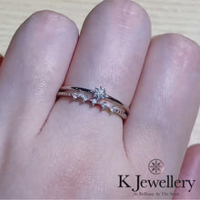 Load the video into the gallery viewer and play, Moissanite 0.1ct Double Ring Set Moissanite stacked small fresh set ring
