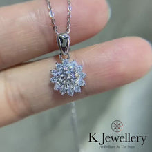 Load the video into the gallery viewer and play, Moissanite Sun Flower Necklace Moissanite Sun Flower Necklace
