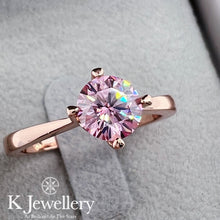 Load image into gallery viewer Moissanite Four Claws Love Ring custom pink moissanite ring
