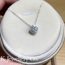 Load image into gallery viewer Moissanite Square Full Paved Necklace Moissanite Square Bezel Necklace
