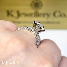 Load image into gallery viewer Moissanite 3ct Full Paved Six Prong Ring Moissanite 3 card surrounded by six prong ring
