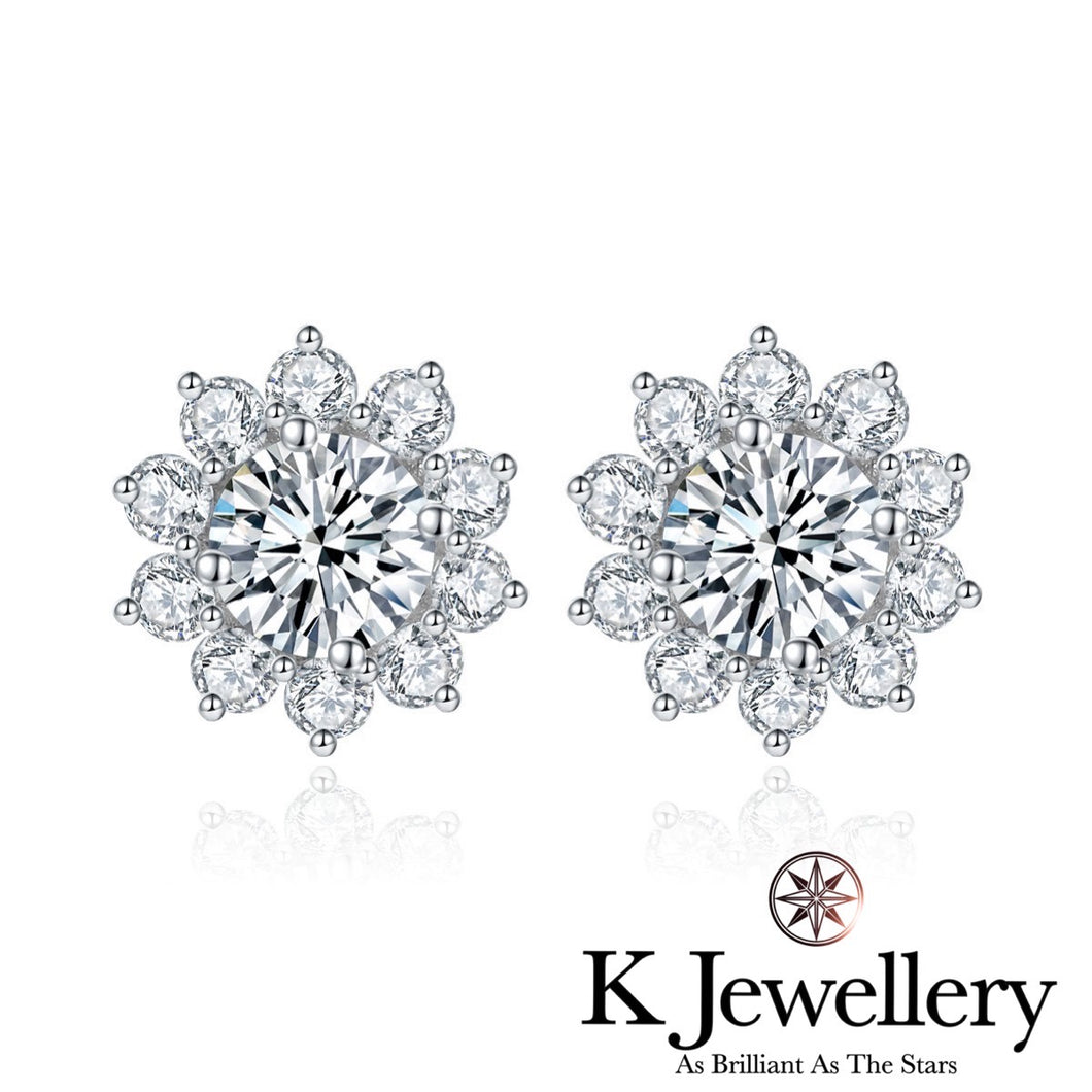 Moissanite Sun Flower Ear Studs Moissanite sun flower earrings