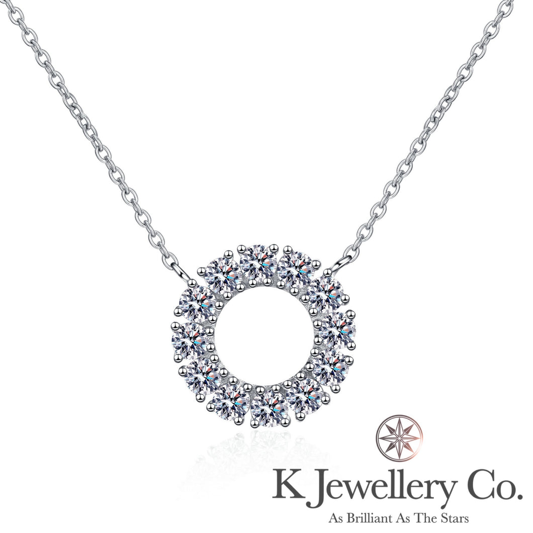 Moissanite Round Circle Necklace Moissanite round full diamond necklace