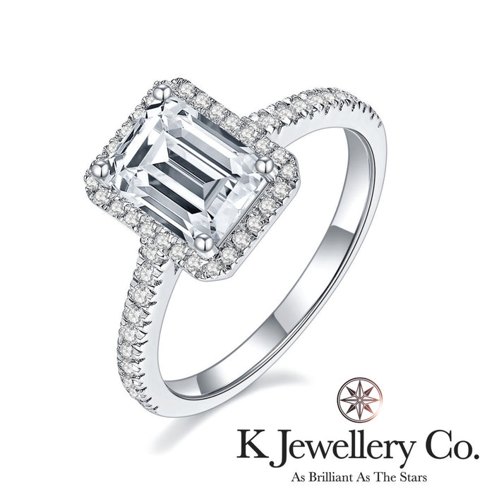 Moissanite Radiant Cut/ Emerald Cut Paved Ring Moissanite Emerald Cut/ Radiant Cut Paved Ring