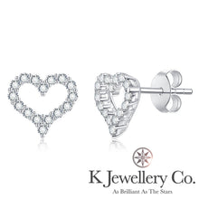 Load image into gallery viewer Moissanite Heart Ear Studs Moissanite love hollow earrings
