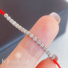 將圖片載入圖庫檢視器 Diamond 18K Gold Diamond Red Bracelet 18K金鑽石26分小紅繩
