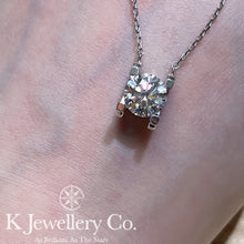 Load image into gallery viewer Moissanite Horns Necklace moissanite hollow high setting four prong necklace
