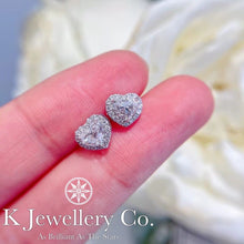 Load image into gallery viewer Moissanite 18K Gold Halo Heart Shape Ear Studs 18K Gold Moissanite Heart Shape Earrings
