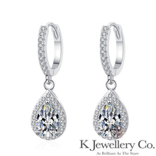Load image into gallery viewer Moissanite Pear Halo Earring Moissanite drop-shaped earrings
