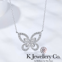 Load image into gallery viewer Moissanite Butterfly Silhouette Necklace Moissanite Phantom Butterfly Necklace
