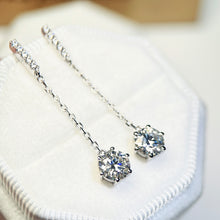 Load image into gallery viewer Moissanite Six Claws Drop Earrings Moissanite Six Claws Long Earrings
