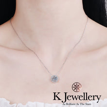 Load image into gallery viewer Moissanite Round Halo Necklace Moissanite Round Halo Necklace
