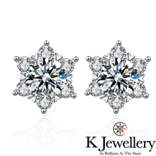 Load image into gallery viewer Moissanite Snowflake Ear Studs Moissanite surrounding stone snowflake earrings
