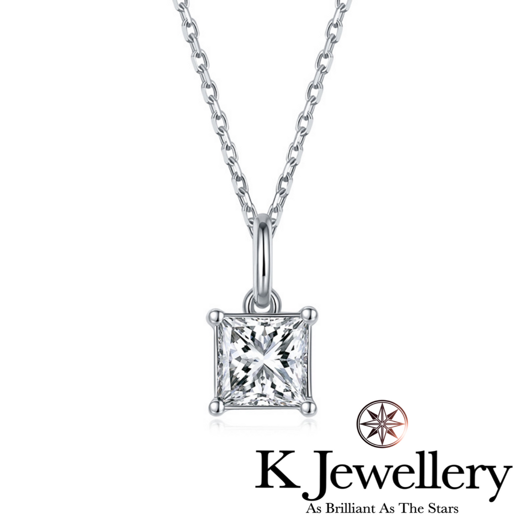 Moissanite Princess Cut Necklace Moissanite Princess Cut Necklace