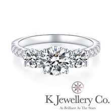 Load image into gallery viewer Moissanite Three Stars Paved Ring full moissanite three stone surround ring
