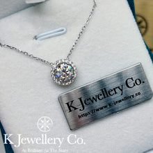 Load image into gallery viewer Moissanite Round Halo Necklace Moissanite Round Halo Necklace
