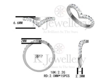 Load image into gallery viewer Moissanite 18K Gold V Ring 2mm Moissanite 18K Gold Rough Version 2mm V Ring
