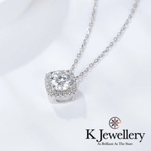 Load image into gallery viewer Moissanite Square Full Paved Necklace Moissanite Square Bezel Necklace
