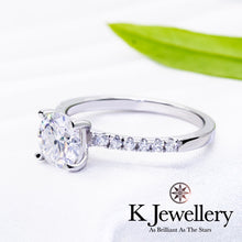 Load image into gallery viewer Moissanite Four Claws paved Ring Moissanite four claw all stone ring
