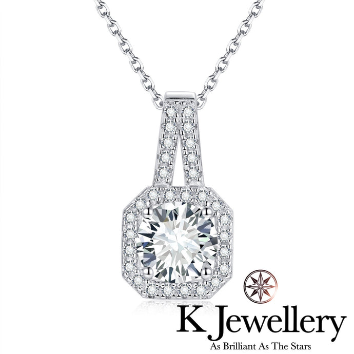 Moissanite Square Full Paved Necklace Moissanite Square Full Paved Necklace