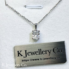 Load image into gallery viewer Moissanite Oval Four Prong Necklace Moissanite Oval Clear Setting Necklace

