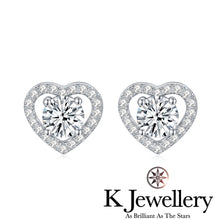 將圖片載入圖庫檢視器 Moissanite Heart Full Paved Ear Studs 莫桑石傾心耳釘
