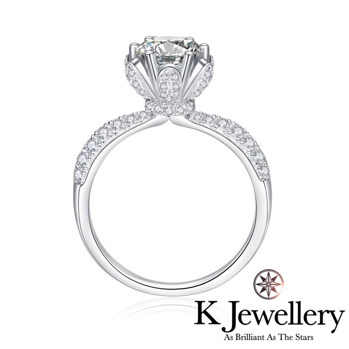 Moissanite Flower Crown Ring 莫桑石皇冠花托戒指
