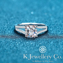 Load image into gallery viewer Moissanite Asscher Cut Paved Ring Moissanite Asscher Cut Paved Ring
