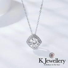 Load image into gallery viewer Moissanite Square Full Paved Necklace Moissanite Square Bezel Necklace
