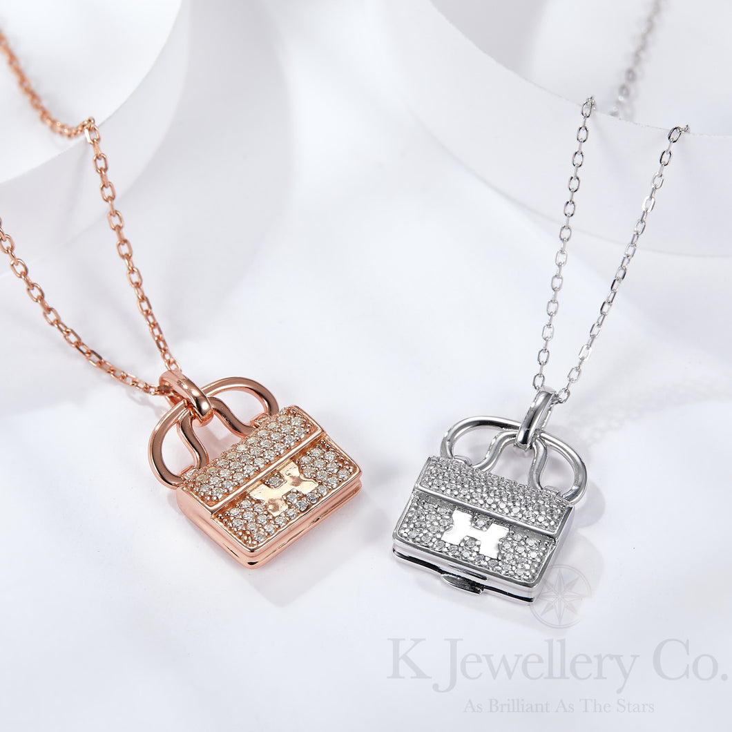 Moissanite Hand Bag Necklace Moissanite Hand Bag Necklace