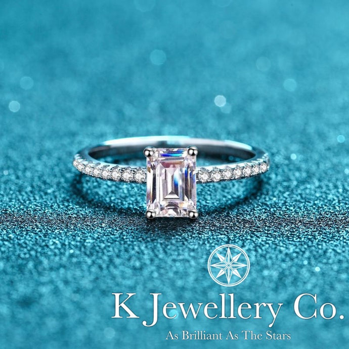 Moissanite Radiant Cut/ Emerald Cut Micro Pave Ring 莫桑石祖母綠切/雷迪恩切微鑲戒指