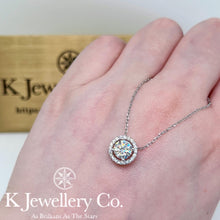 Load image into gallery viewer Moissanite Round Halo Necklace Moissanite Round Halo Necklace
