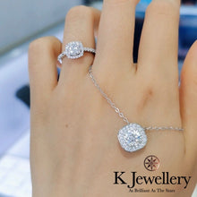 Load image into gallery viewer Moissanite Square Full Paved Necklace Moissanite Square Bezel Necklace
