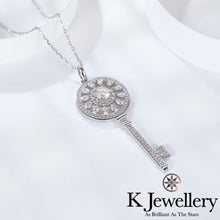 Load image into gallery viewer Moissanite Sun Pave Key Necklace Moissanite Sun Pave Key Necklace
