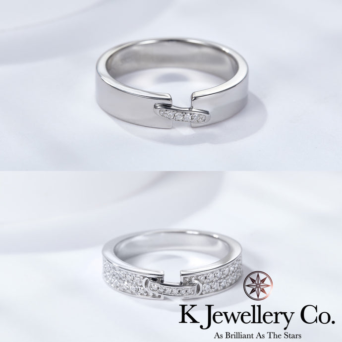 Moissanite Liens Couple Wedding Ring Moissanite Love for Life Couple Wedding Ring