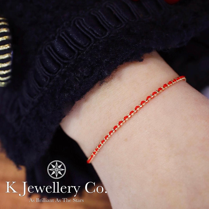 18K Gold Red Bracelet 18K gold braided red rope bracelet – K Jewellery Co.
